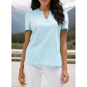 Rafaella Women's Short Sleeve V-Neck Top SIZE: XS NWT